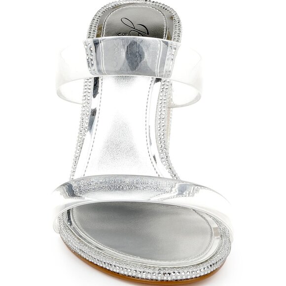 BADGLEY MISCHKA JEWEL Lucero Block Heel Slide Sandals in Clear Size 8 New in Box - Picture 4 of 9